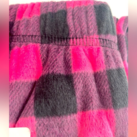 Hot Pink Black Check Flannel Pajama Pants Bottoms Matching Socks Set L, XL, XXL - Picture 2 of 8